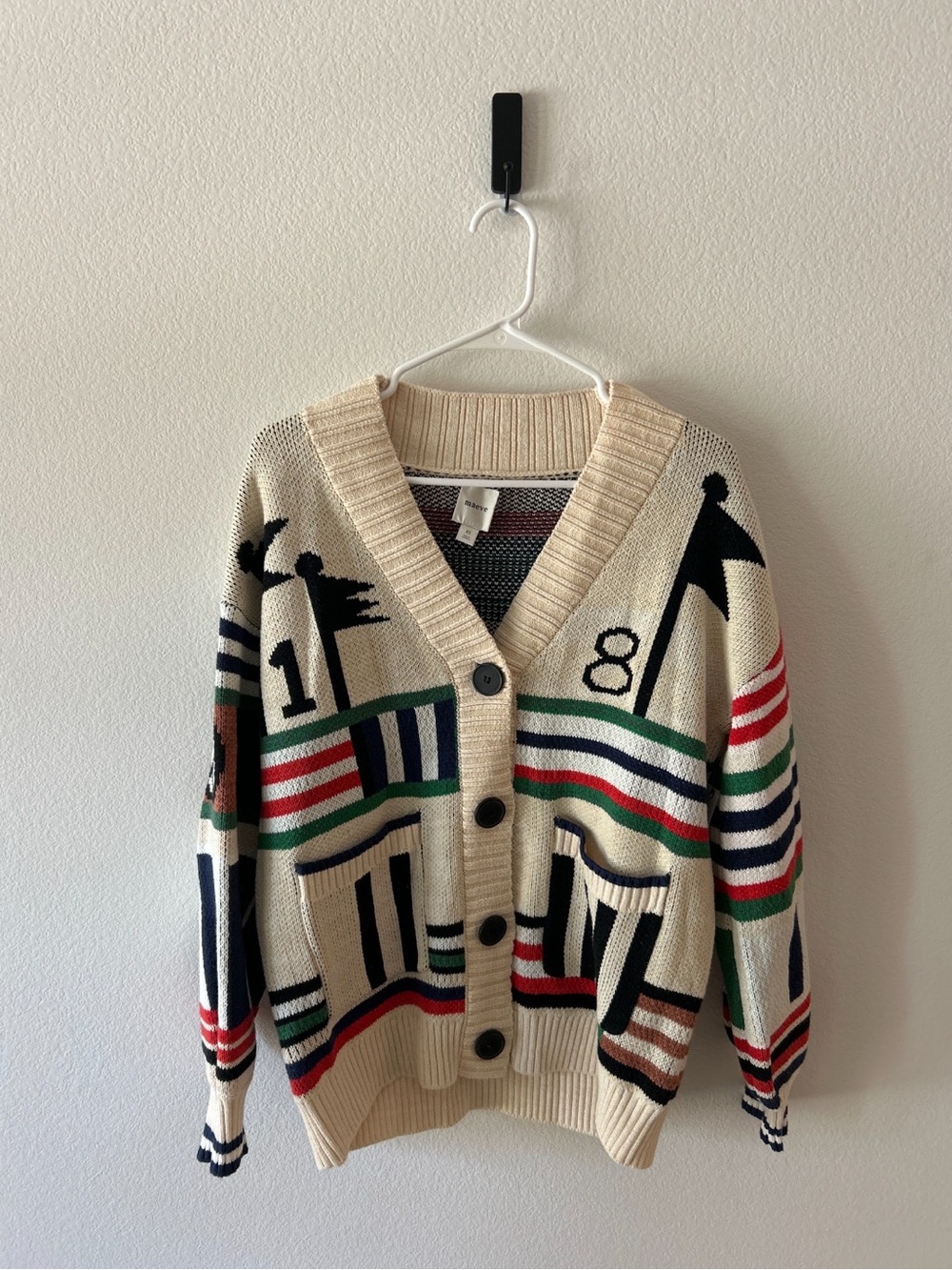 Maeve Cream Striped Cricket Cardigan Sweater